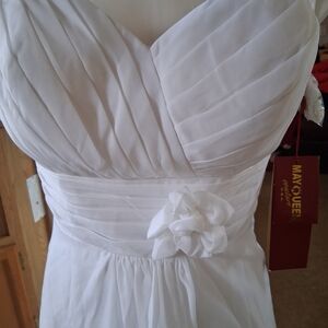 May Queen White Pleated Wedding Dress